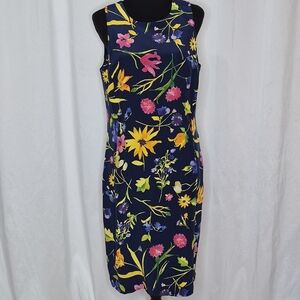Maggy London Vintage Silk Floral Sheath Dress - Size 12**
